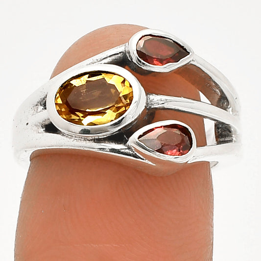 Natural Citrine & Garnet Ring size-6 R-1024 SDR233189
