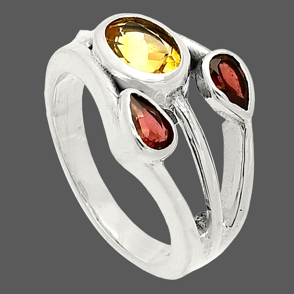Natural Citrine & Garnet Ring size-6 R-1024 SDR233189