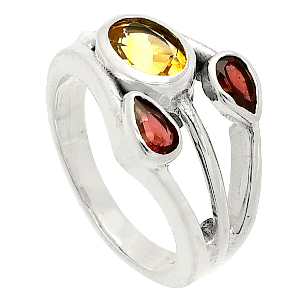 Natural Citrine & Garnet Ring size-6 R-1024 SDR233189