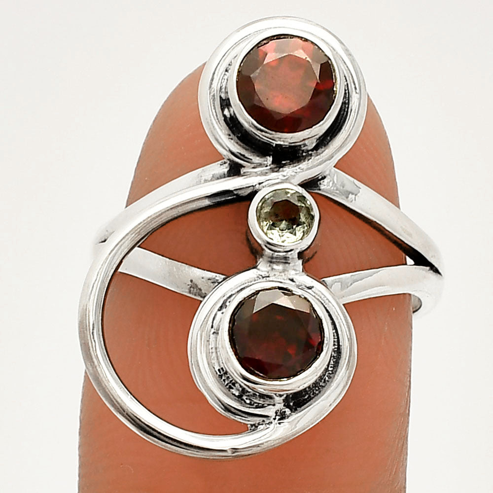 Hessonite Garnet & Sky Blue Topaz Ring size-6 R-1231 SDR233267