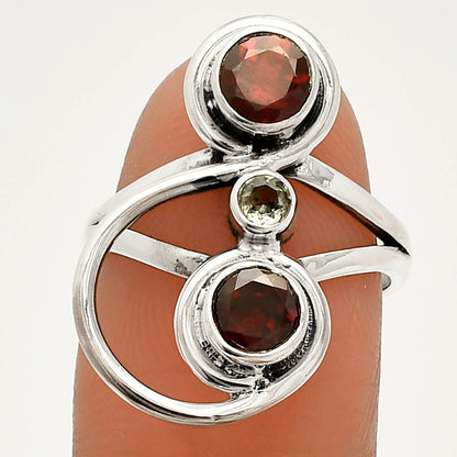 Hessonite Garnet & Sky Blue Topaz Ring size-6 R-1231 SDR233267