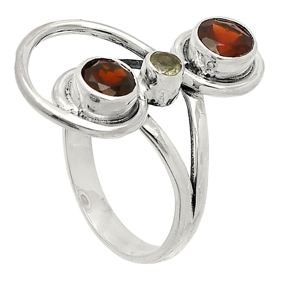 Hessonite Garnet & Sky Blue Topaz Ring size-6 R-1231 SDR233267