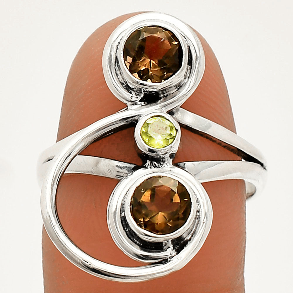 Smoky Quartz - Brazil & Peridot Ring size-6 R-1231 SDR233295