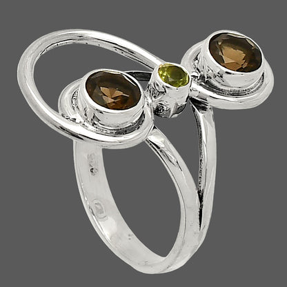 Smoky Quartz - Brazil & Peridot Ring size-6 R-1231 SDR233295