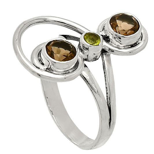 Smoky Quartz - Brazil & Peridot Ring size-8 R-1231 SDR233299