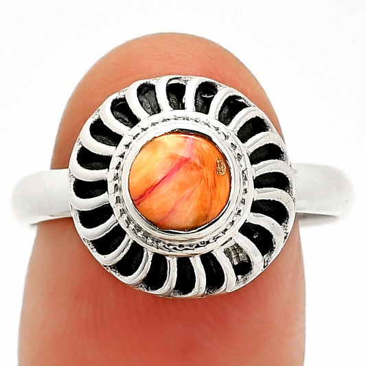Kingman Orange Dahlia Turquoise Ring size-9 R-1596 SDR233545