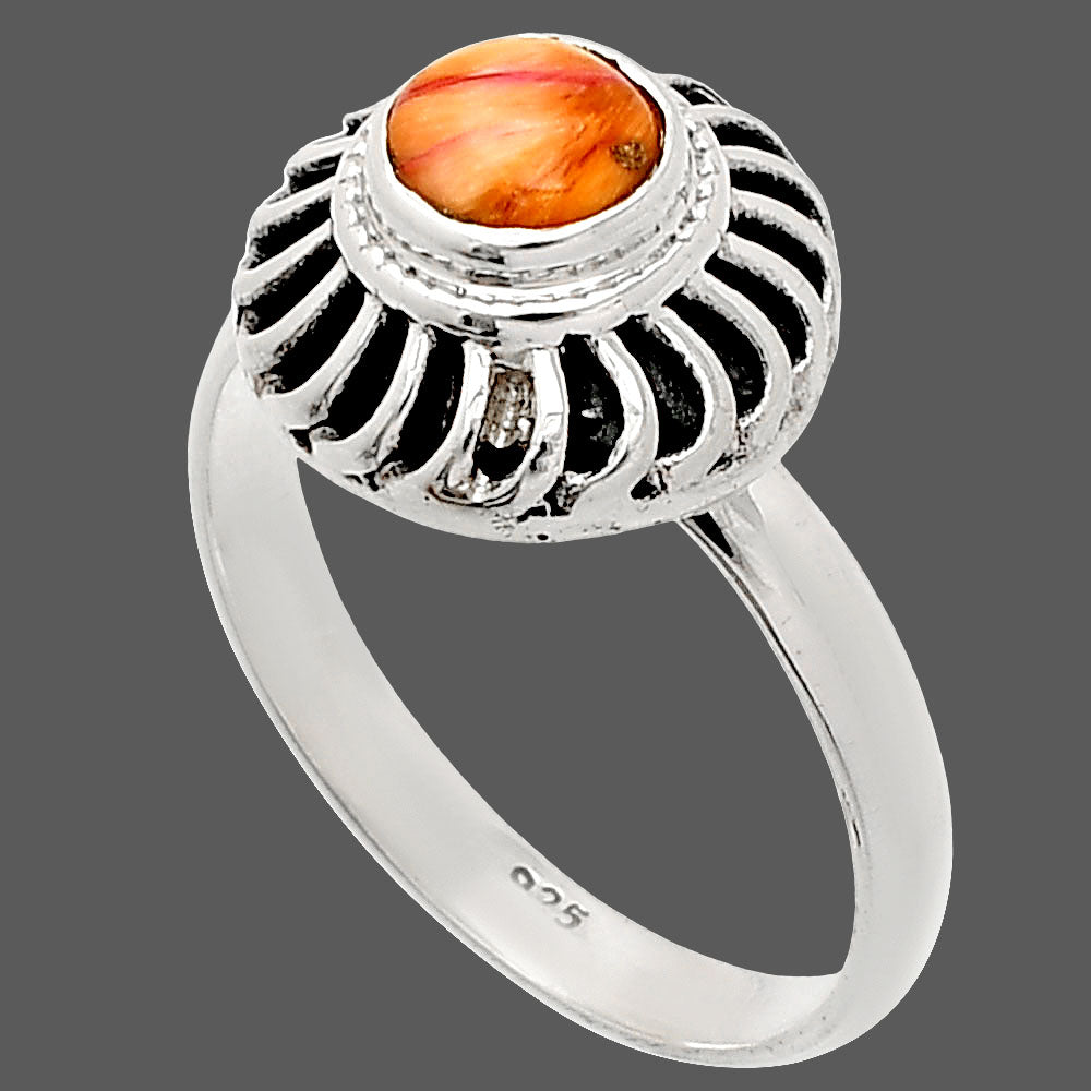Kingman Orange Dahlia Turquoise Ring size-9 R-1596 SDR233545