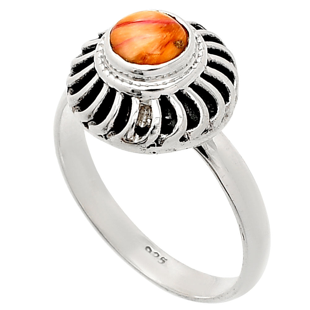 Kingman Orange Dahlia Turquoise Ring size-9 R-1596 SDR233545