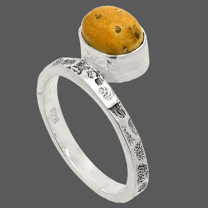 Natural Palm Root Fossil Agate Ring size-5 R-1037 SDR234126