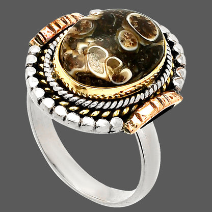 Two Tone - Turtella Jasper - USA Ring size-8 R-1414 SDR234229