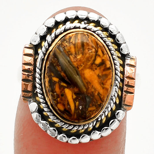 Two Tone - Coquina Fossil Jasper Ring size-7 R-1414 SDR234242