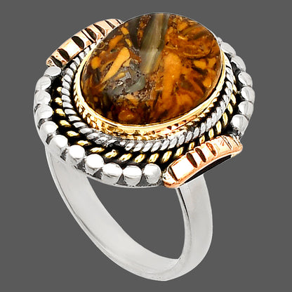 Two Tone - Coquina Fossil Jasper Ring size-7 R-1414 SDR234242