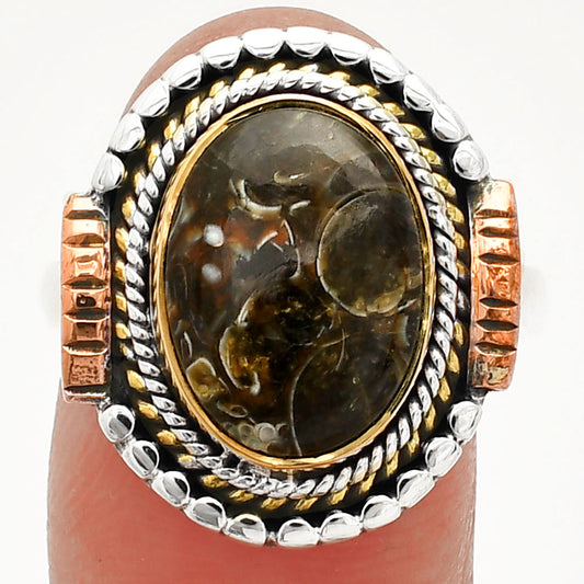 Two Tone - Turtella Jasper - USA Ring size-9 R-1414 SDR234253