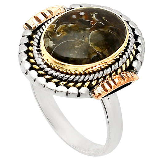 Two Tone - Turtella Jasper - USA Ring size-9 R-1414 SDR234253