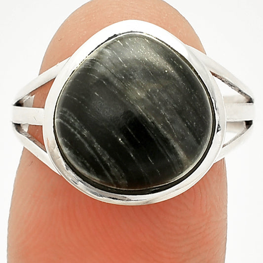 Natural Silver Leaf Obsidian Ring size-8 R-1006 SDR234871
