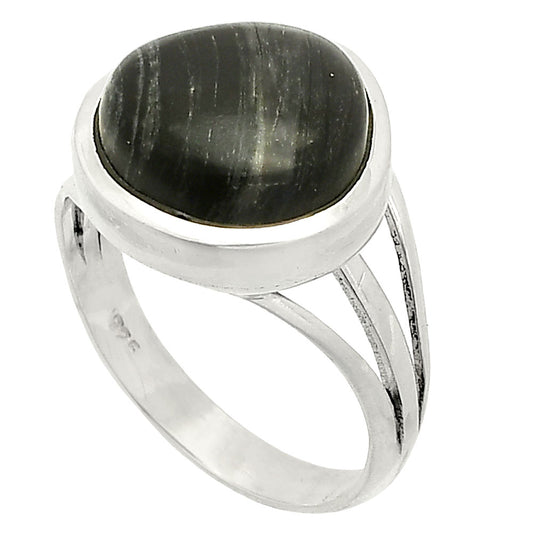 Natural Silver Leaf Obsidian Ring size-8 R-1006 SDR234871