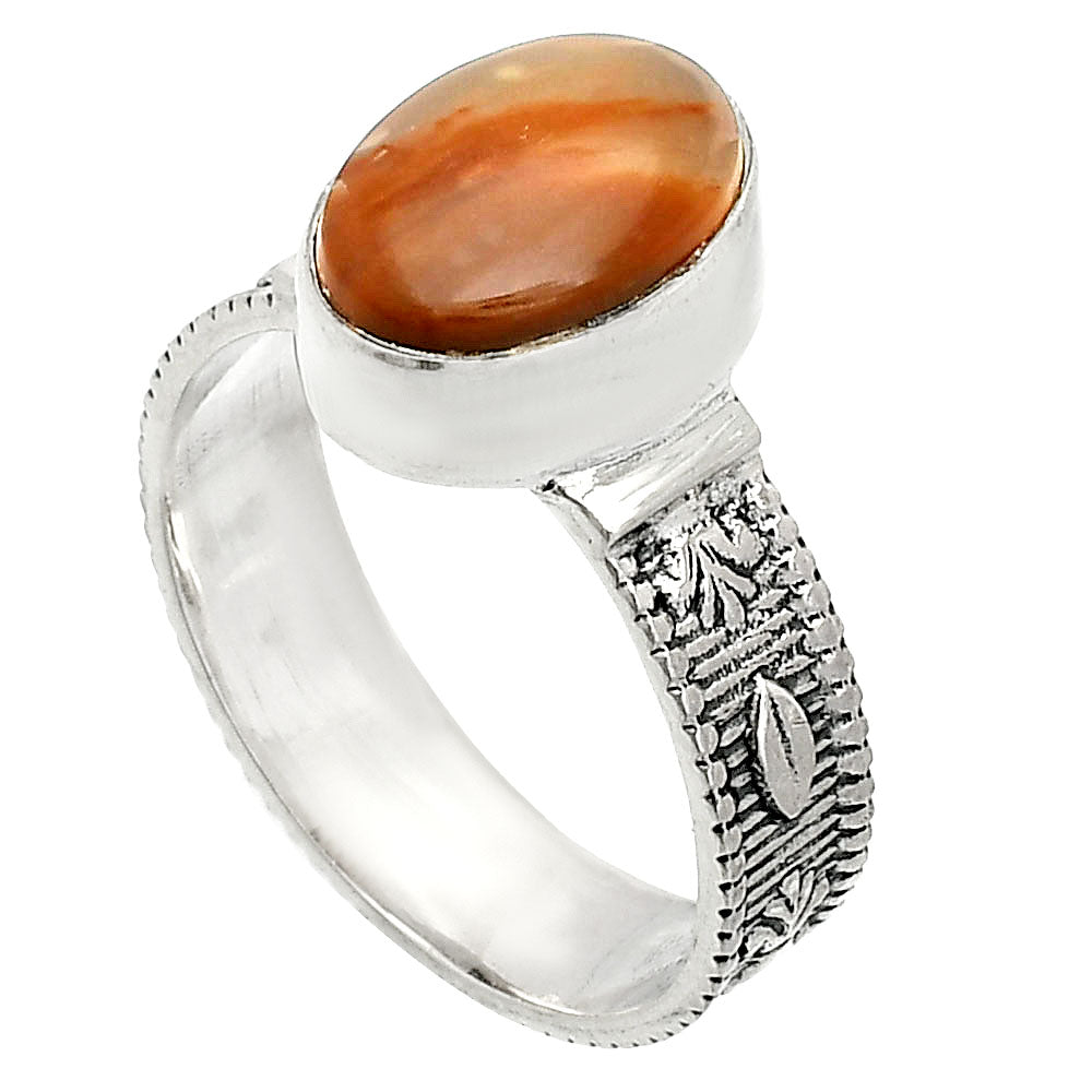 Natural Red Moss Agate Ring size-9 R-1058 SDR235636