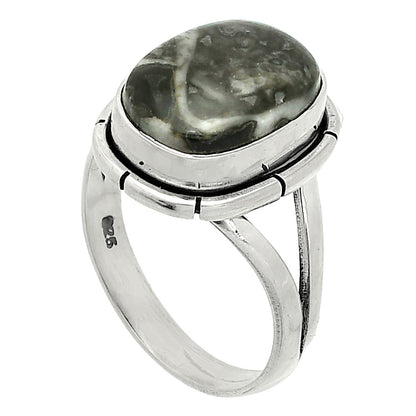 Natural Mexican Cabbing Fossil Ring size-7 R-1012 SDR235708