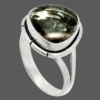 Natural Mexican Cabbing Fossil Ring size-7 R-1012 SDR236410