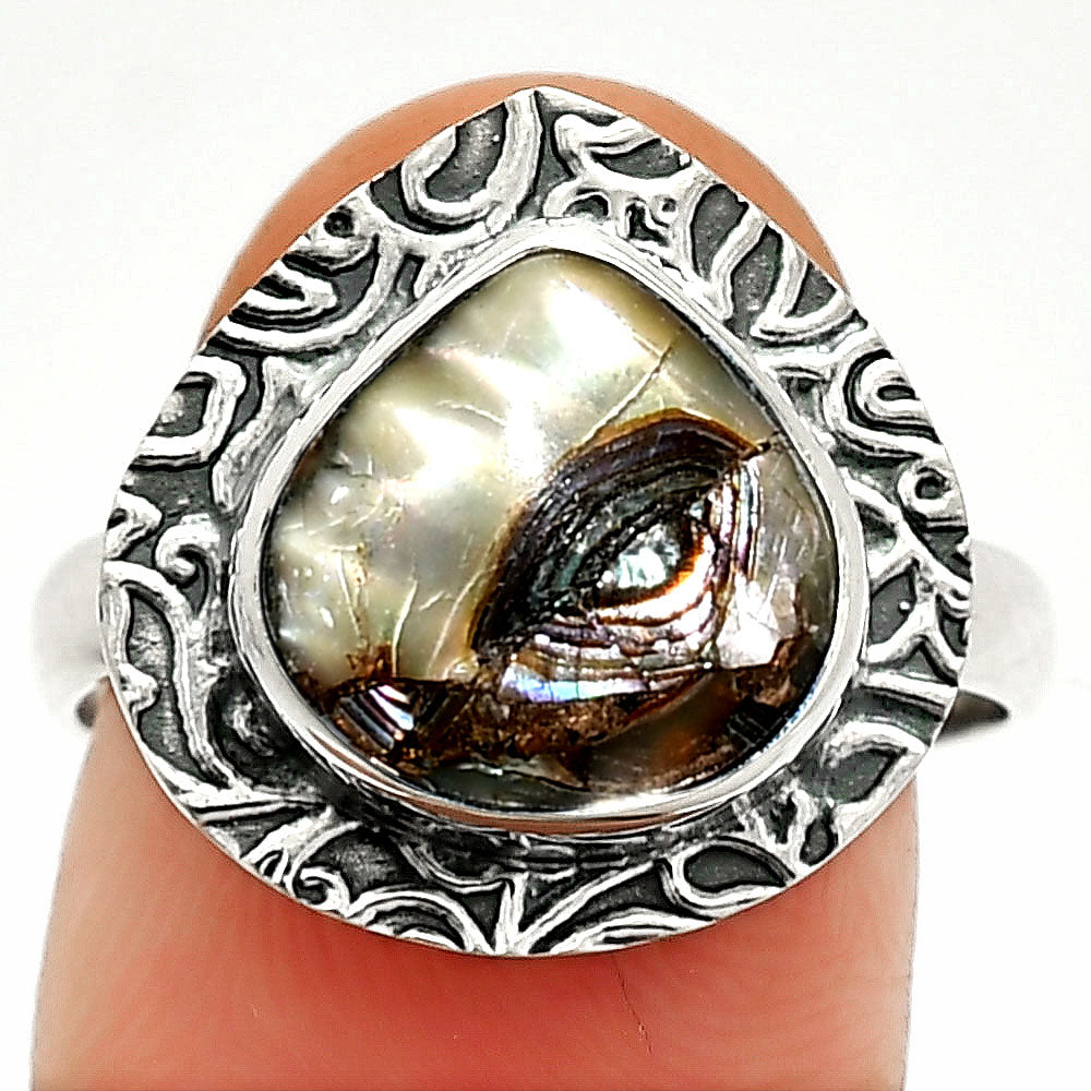 Natural Copper Abalone Shell Ring size-9 R-1649 SDR236467