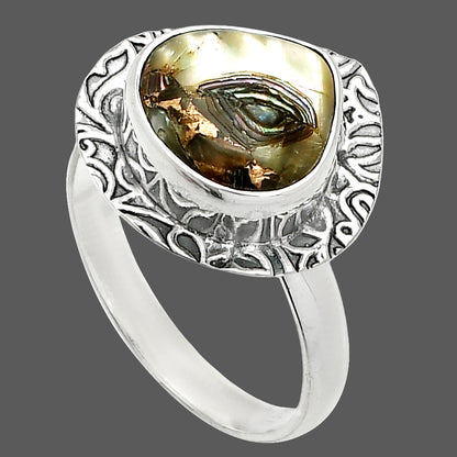 Natural Copper Abalone Shell Ring size-9 R-1649 SDR236467