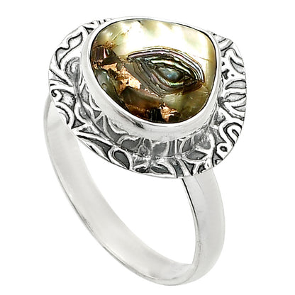 Natural Copper Abalone Shell Ring size-9 R-1649 SDR236467