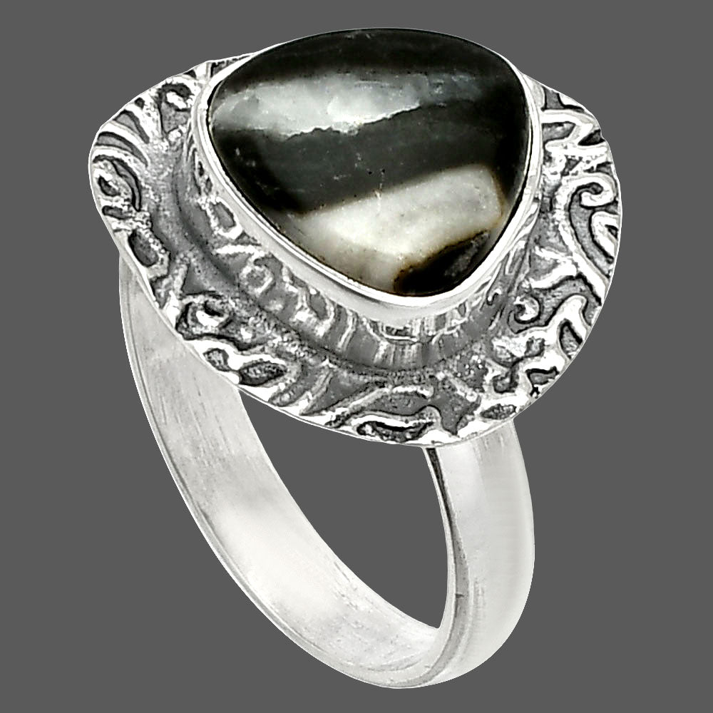 Natural Mexican Cabbing Fossil Ring size-6 R-1649 SDR236523