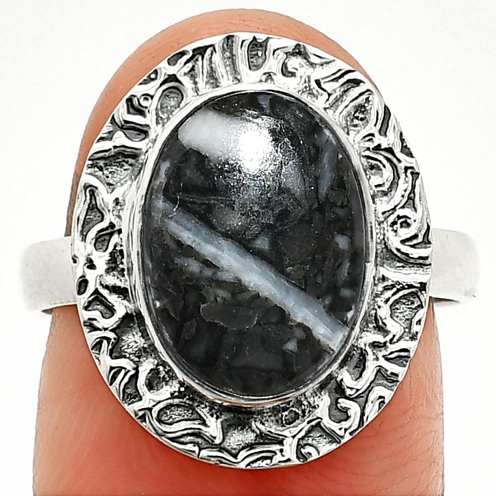 Natural Mexican Cabbing Fossil Ring size-8 R-1649 SDR236532