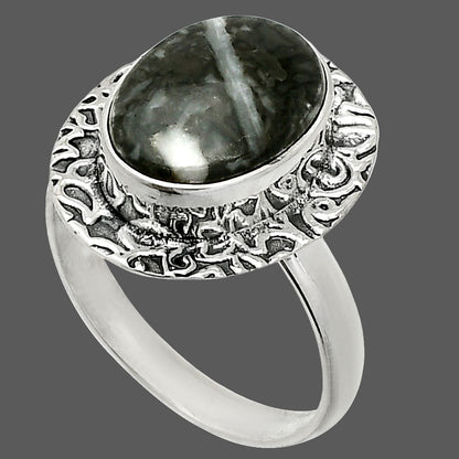 Natural Mexican Cabbing Fossil Ring size-8 R-1649 SDR236532