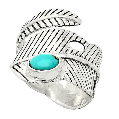 Adjustable Feather - Natural Turquoise Morenci Mine Ring size-7.5 R-1473 SDR237028
