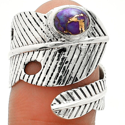 Adjustable Feather Copper Purple Turquoise Ring size-7.5 R-1473 SDR237034