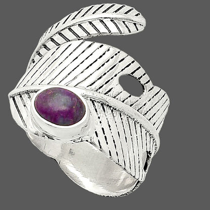 Adjustable Feather - Copper Purple Turquoise Ring size-7 R-1473 SDR237035