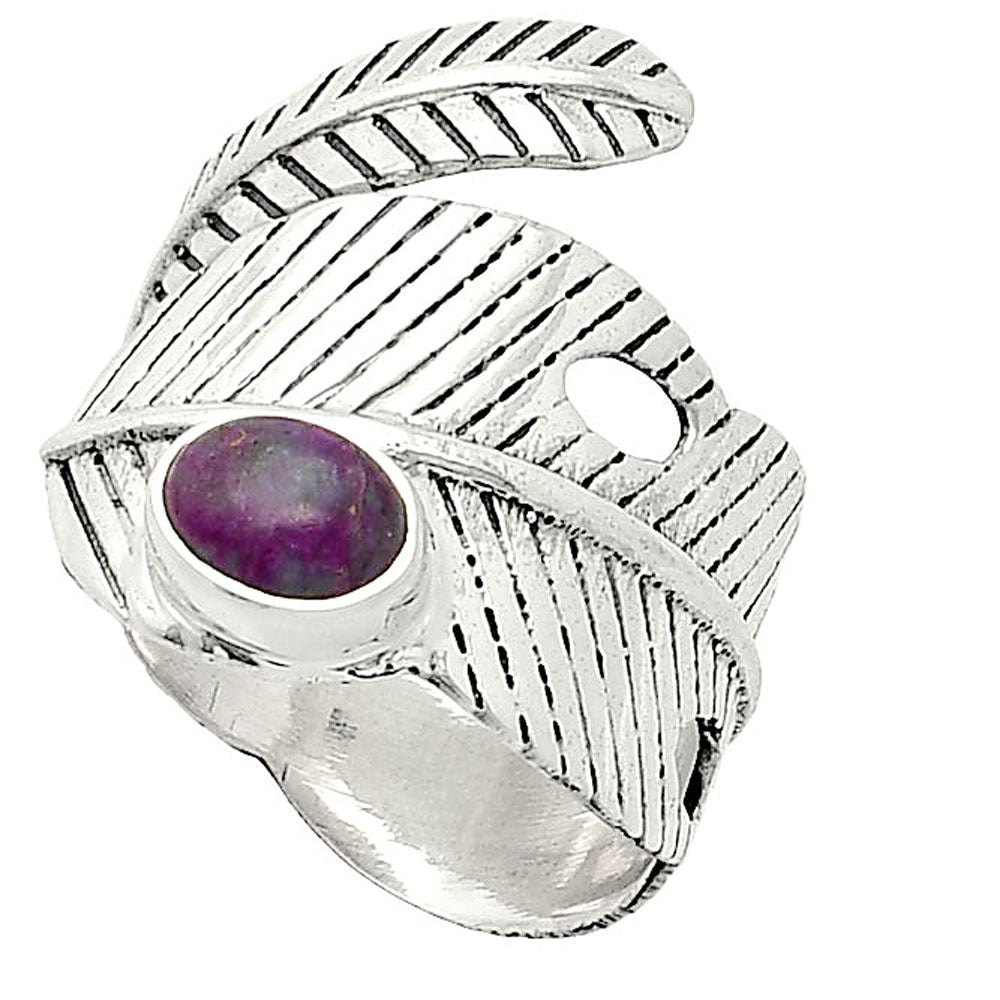 Adjustable Feather - Copper Purple Turquoise Ring size-7 R-1473 SDR237035