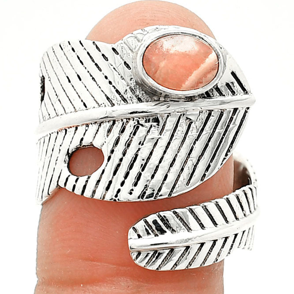 Adjustable Feather Rhodochrosite Argentina Ring size-8.5 R-1473 SDR237039