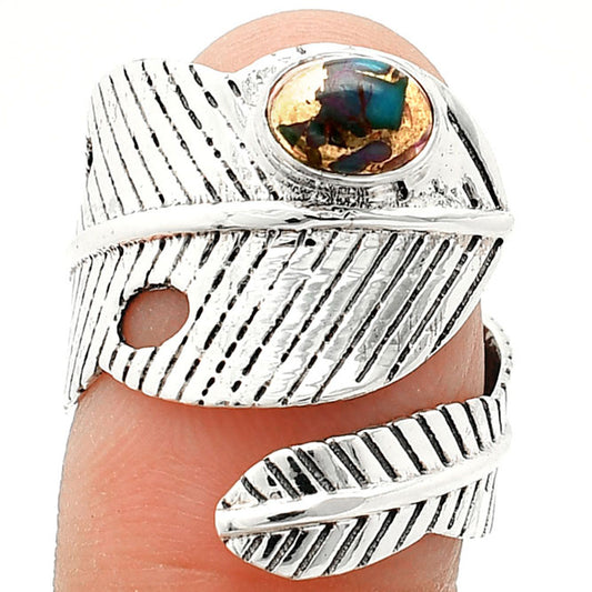 Adjustable Feather - Multi Copper Turquoise Ring size-7 R-1473 SDR237040