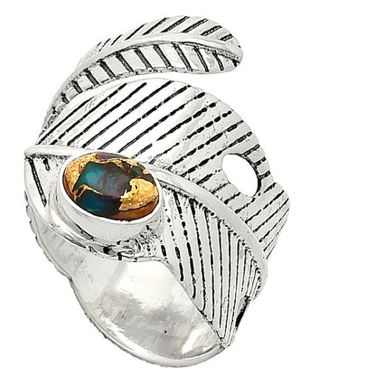 Adjustable Feather - Multi Copper Turquoise Ring size-7 R-1473 SDR237040