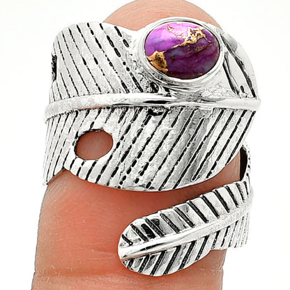 Adjustable Feather Copper Purple Turquoise Ring size-6.5 R-1473 SDR237043