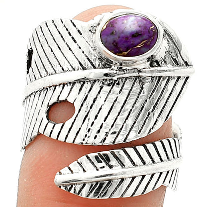 Adjustable Feather - Copper Purple Turquoise Ring size-8 R-1473 SDR237044