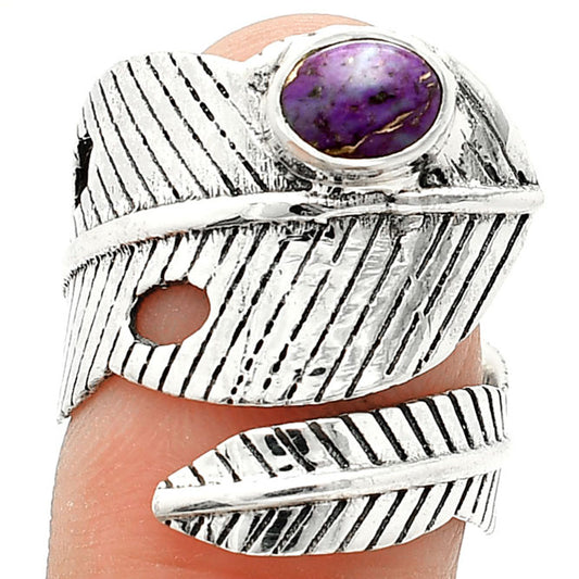 Adjustable Feather - Copper Purple Turquoise Ring size-8 R-1473 SDR237044