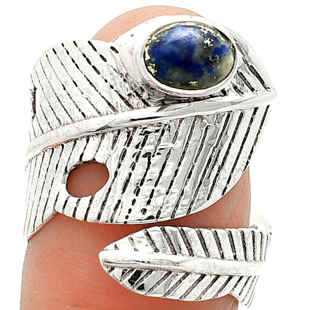 Adjustable Feather - Lapis Lazuli Ring size-8 R-1473 SDR237047
