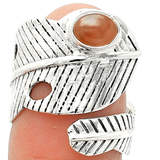 Adjustable Feather - Guava Quartz Ring size-7.5 R-1473 SDR237048