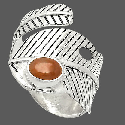 Adjustable Feather - Guava Quartz Ring size-7.5 R-1473 SDR237048