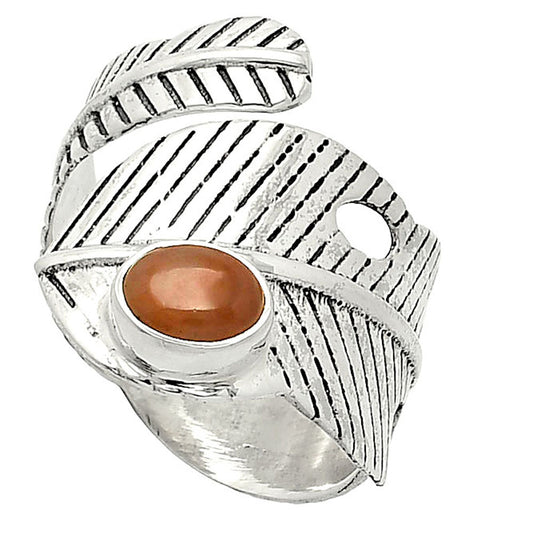 Adjustable Feather - Guava Quartz Ring size-7.5 R-1473 SDR237048