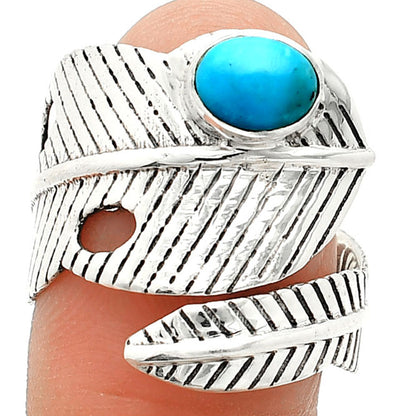 Adjustable Feather - Natural Turquoise Morenci Mine Ring size-8 R-1473 SDR237050