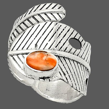 Adjustable Feather - Spiny Oyster Turquoise Ring size-8 R-1473 SDR237051