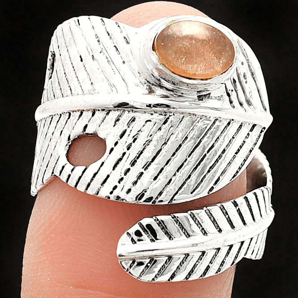 Adjustable Feather - Sunstone Ring size-8 R-1473 SDR237053