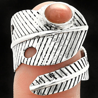 Adjustable Feather - Guava Quartz Ring size-8 R-1473 SDR237054