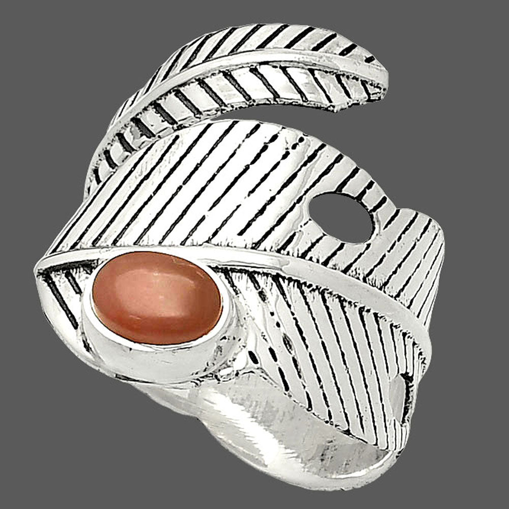 Adjustable Feather - Guava Quartz Ring size-8 R-1473 SDR237054