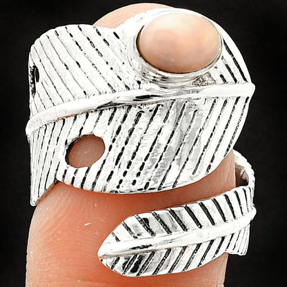 Adjustable Feather - Pink Opal Ring size-8 R-1473 SDR237056