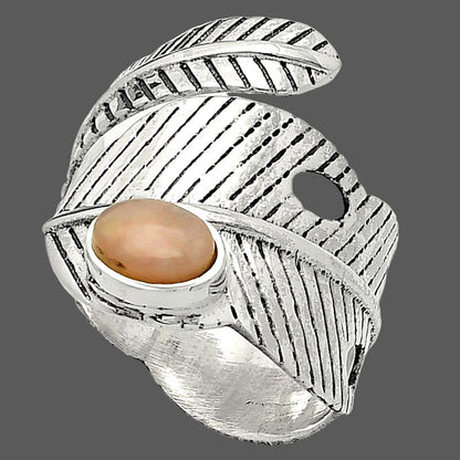 Adjustable Feather - Pink Opal Ring size-8 R-1473 SDR237056